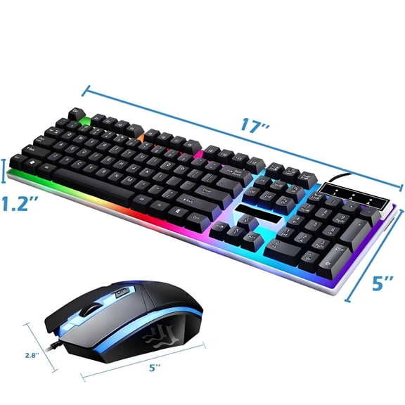 GJX 2026 New 3 in 1 Gaming Keyboard Bundle and Mouse and Gaming Headset Combo Rgb Led Rainbow Backlit Wired for Pc Gaming Bundle