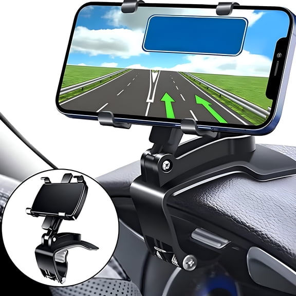GJX 2026 New 360 Rotating Car Phone Holder Universal Dashboard Clip Mount with Anti-Slip Grip,Compatible with Iphone,Android,Gps Devices,Ideal for Safe Driving for Car,Truck,Suv,Van