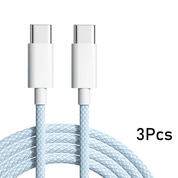 GJX 2026 New 3Pcs Usb Cable 60W Charging Power Fast Charging Usb Type C Cable Micro Usb Cable with Data Transfer Blue 9Ft for Fast Charging Home Office Travel Android Devices
