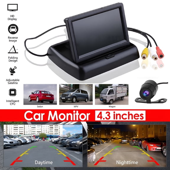 GJX 2026 New 4.3" Foldable Car Monitor Rear View Backup Camera Hd Parking for Van Bus Truck Backup Camera with Monitor