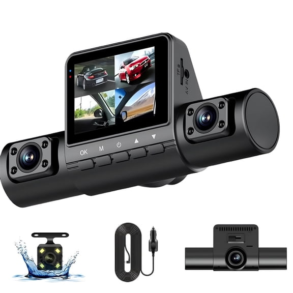 GJX 2026 New 4 Channel Dash Cam for Cars-Front,Rear,Left&Right 1080P Recording with Ir Night Vision,Loop Recording,Motion Detection,Parking Aid Lines,140 Wide Angle Lens