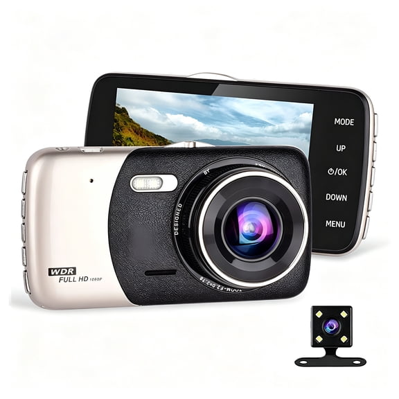 GJX 2026 New 4'' Dash Cam Front and Rear,Electronics Dash Camera for Car,Hd Video Recorder Monitor Car Camera with Dual Lens Front and Back Dash Cam for Car,Suv,Truck,Van