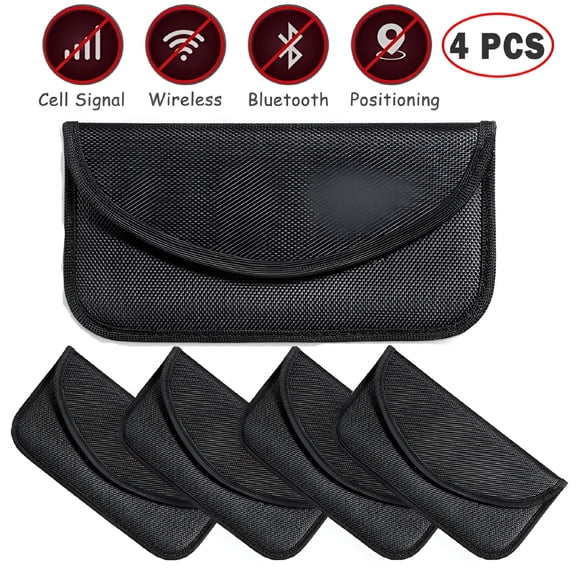 GJX 2026 New 4 Pack Bag Rfid Signal Blocking Bag Shielding Pouch Wallet Case for Cell Phone Privacy Protection and Car Key Fob,Anti-Tracking Anti-Spying