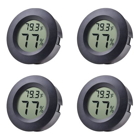 GJX 2026 New 4-Pack Mini Hygrometer Thermometer Fahrenheit Or Celsius Meter Digital Lcd Monitor Indoor Room Round Humidity Temperature Gauge for Humidors Home Greenhouse