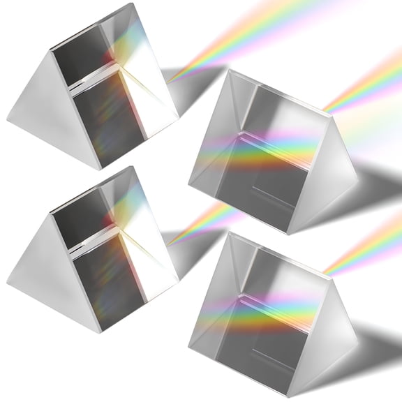 GJX 2026 New 4 Pcs Clear Triangular Prism Prisms for Kids Science Transparent for Classroom,Home,Stem Activities,Experiments,Playroom