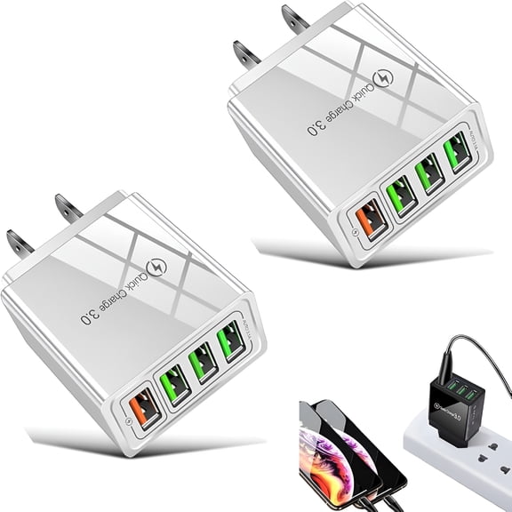 GJX 2026 New 4-Port 3.0 Fast Charging Hub,Multiple Protection System,Built-In Voltage Regulator,Compatible with All Phones for Home Use,Office,Travel,Car Charging,Device Management.