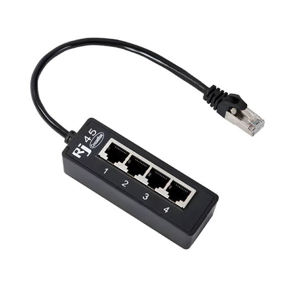 GJX 2026 New 4 Port Ethernet Networking Splitter Adapter 4 Way Ethernet Cable Extender for Multiple Device Connection for Router,Pc,Modem,Switch