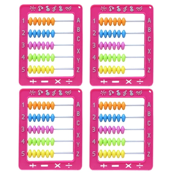 GJX 2026 New 4Pcs Abacus,Easy-Handle Beads Abacus Count Learning Tools,Large Size Figures Abacus for Kids Math for Learning,Counting,Practice,Classroom,Pink