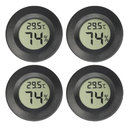 GJX 2026 New 4Pcs Indoor Outdoor Thermometer Wireless Great for Reptile Pet Enclosures Humidity Meter Helps Fine-Tune Humidifier Digital Thermometer,Black