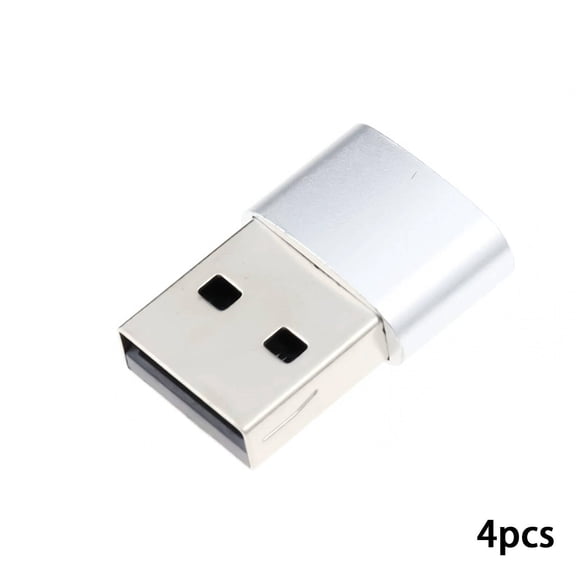 GJX 2026 New 4Pcs Usb A to Usb Type C Adapter,Quick Charging and Data Transfer Usb A to Type C Cable Adapter,Reversible Type-C Connector Compact Design for Efficient Transfer Usb C Converter,Silver