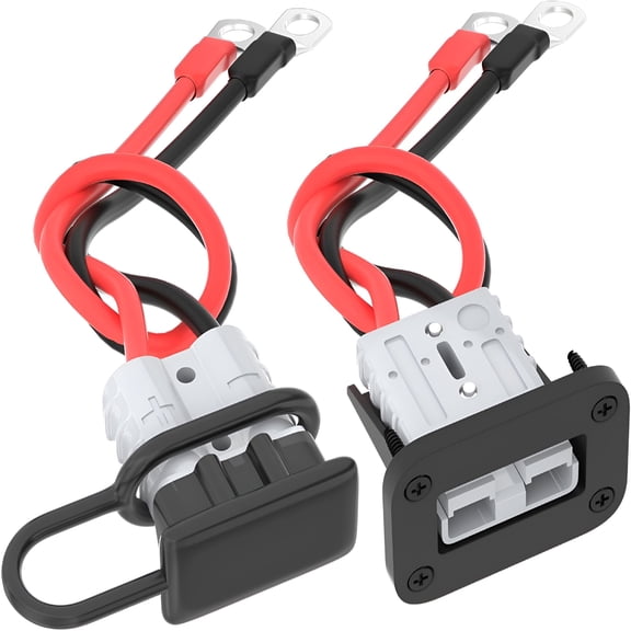 GJX 2026 New 50 Amp Battery Quick Connect/Disconnect Connector 6 to 12 Gauge Battery Cable Connector Quick Disconnect Battery Terminal,12V Wire Harness Plug Connector Kit for Car Winch Trailer-2 Pack