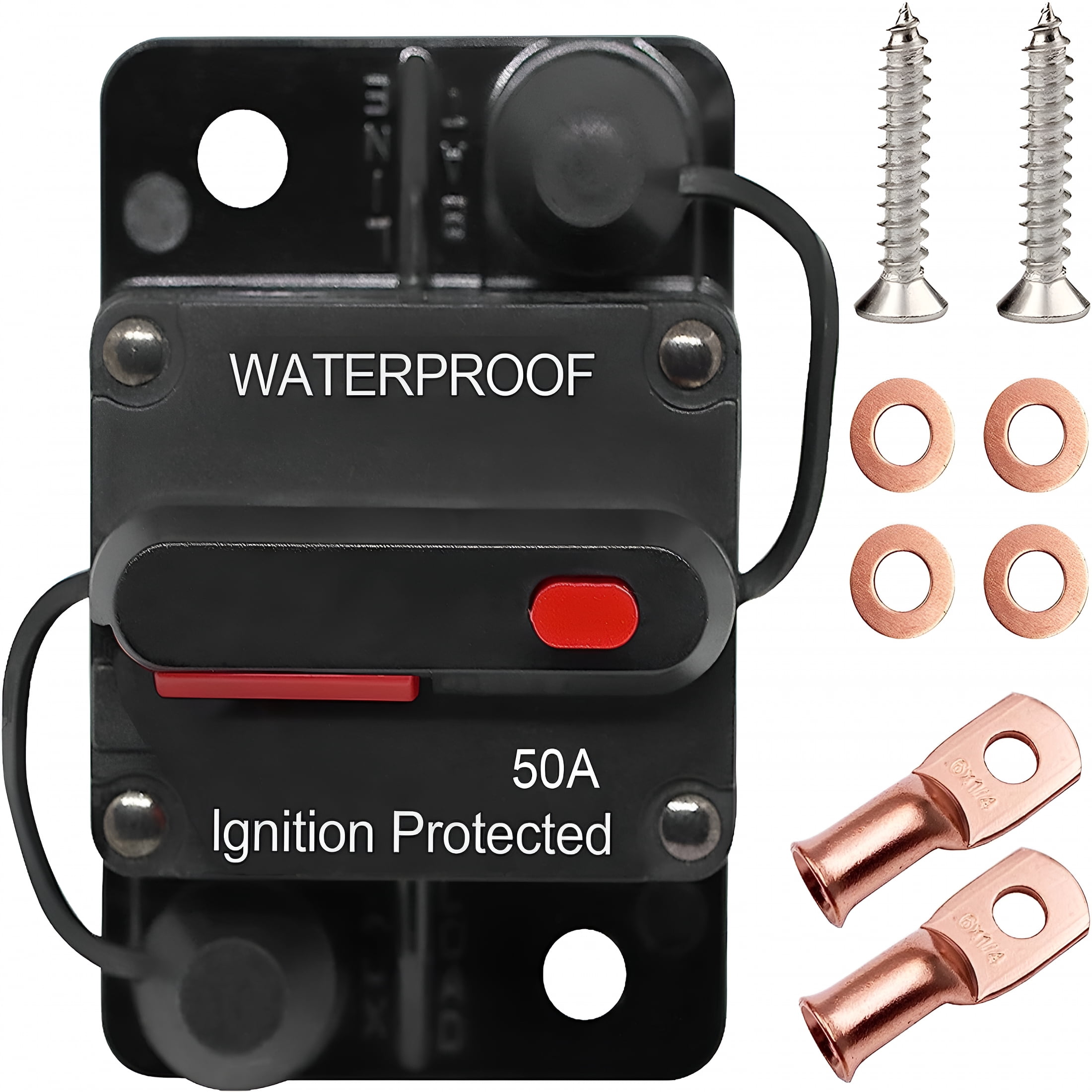 7+ Car Electrical System GJX 2026 New 50 Amp Circuit Breaker with Manual Reset,12V,Waterproof