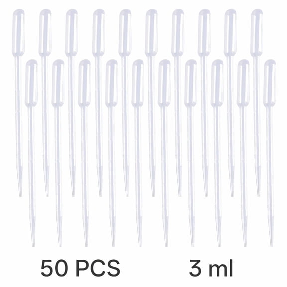 GJX 2026 New 50Pcs Pipettes, Disposable 3Ml Graduated Plastic Pipettes, Precision Transfer Droppers for Oils, Lab Experiments, Crafts, Diy Projects, Measuring Liquids, Chemistry Experiments