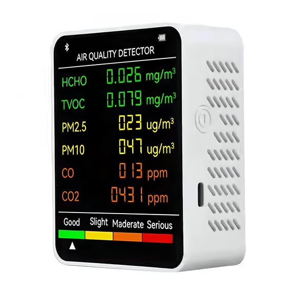 GJX 2026 New 6 in 1 Multifunctional Portable Air Quality Detector Pm2.5 Pm10 Hcho Tvoc Co Co2 Formaldehyde Monitor Lcd Large Screen Display,Widely Use