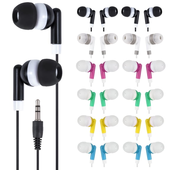 GJX 2026 New 6-Pack Bulk Earbuds Individually Bagged,Multi-Colored Classroom Headphones with 3.5Mm Stereo,Tpe Cable&Soft Ear Tips for Students/Kids/Schools(6 Colors)
