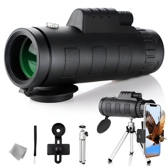 GJX 2026 New 80X100 Hd Monocular Telescope for Adults Kids,High Power Compact Waterproof Monocular with Bak4 Prism Scope,Night Vision,Phone Adapter,Tripod,Hand Strap for Bird Watching Camping Hiking
