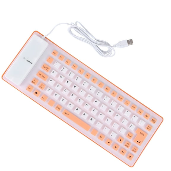 GJX 2026 New 85 Keys Roll Up Usb Wired Keyboard Waterproof Silent Keyboard for Computer(Orange)For Home Office,Travel,Remote Work,School Use,Gaming,Digital Artists,Programmers