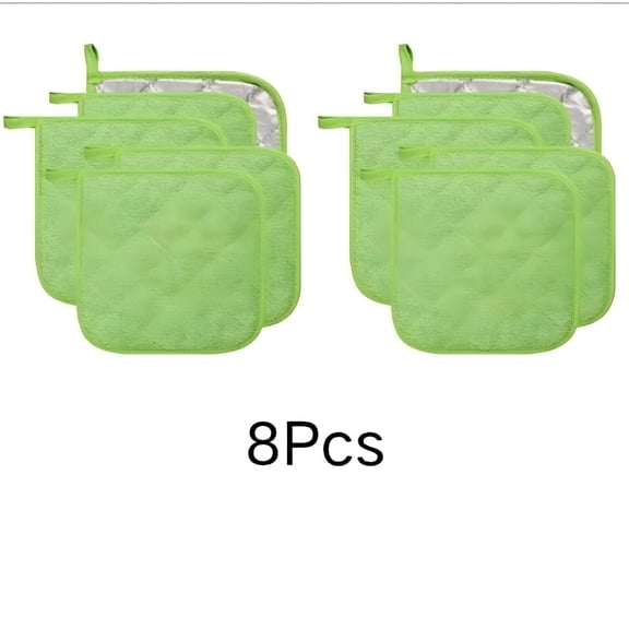 GJX 2026 New 8Pcs Pot Holders Bulk for Kitchen Heat Resistant,Cotton Potholders with Hanging Loops Square Hot Pads Oven Pot Holder for Cooking Baking for Kitchen,Pot,Pan,Oven,Grill,Microwave