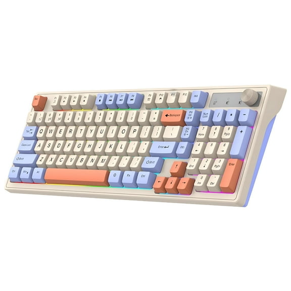 GJX 2026 New 98-Key Wireless Keyboard 2.4G Bluetooth Dual-Mode Connection,Rainbow Light,Multi-Function Suitable for Computer Laptop for Gaming,Office Work,Typing,Home Use,Creative Projects