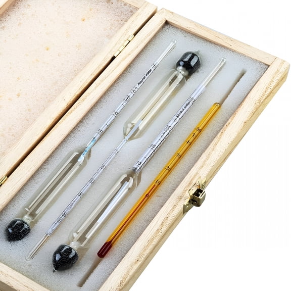 GJX 2026 New Accurate Alcohol Hydrometer Kit for Professional Use, Thermal Meter Calibration Ensures Reliable Results, Portable Glass Test Jar & Wooden Storage Box