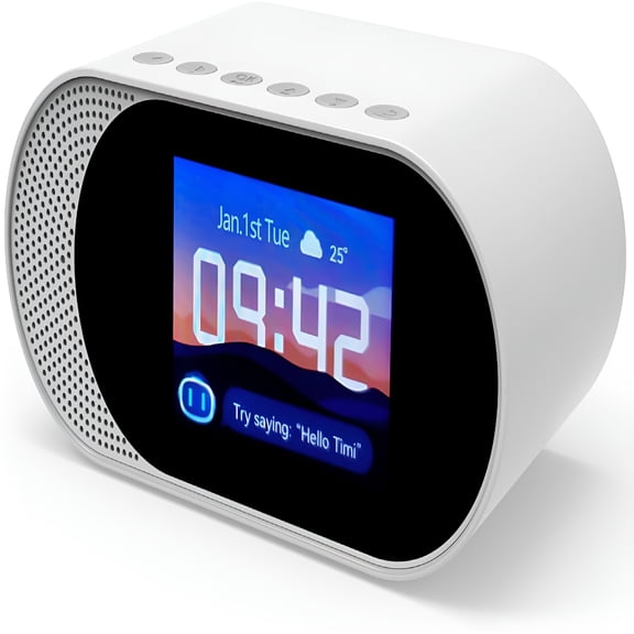 GJX 2026 New Ai Clock,Clock with Voice Assistant,Smart Clock,Voice-Controlled,Ai Device,Sound Machine to Wake Alarm Clock for Toddlers and Kids,Wifi,2.8 Inch Screen Smart Alarm Clock