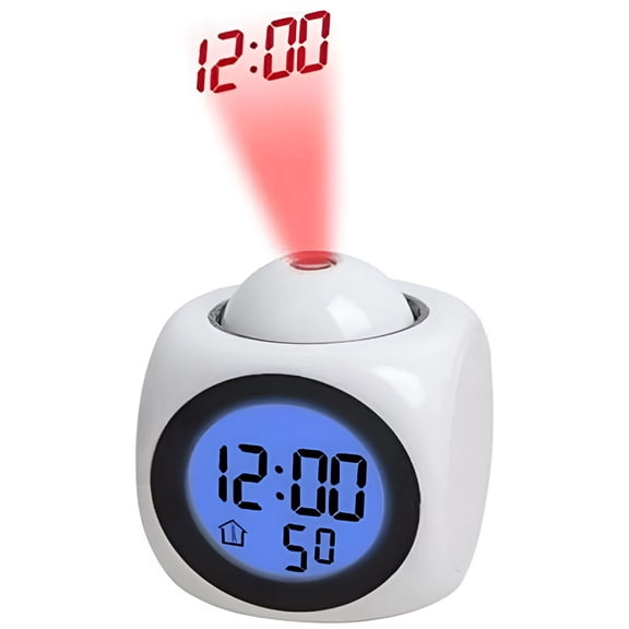 GJX 2026 New Alarm Clock,Projector Alarm Clock,Digital Alarm Clock,Ceiling Projector Alarm Clock,Voice Telling Time White Digital Clock,Lcd Alarm Clock,For Bedroom