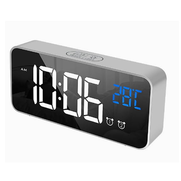 GJX 2026 New Alarm Clock,Smart Digital Clock with Energy Saving Voice Control and 24H/12H Format Switch,Functional Bedside Clock with Snooze and Memory Features