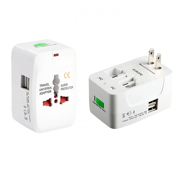 GJX 2026 New All-In-One Adapter for Over 180 Countries,Universal Travel Adapter with Compact Design and Dual Usb Charging Ports,Offers 4 Sockets(Uk / Us / Aus / Eu),Charges 5 High-End