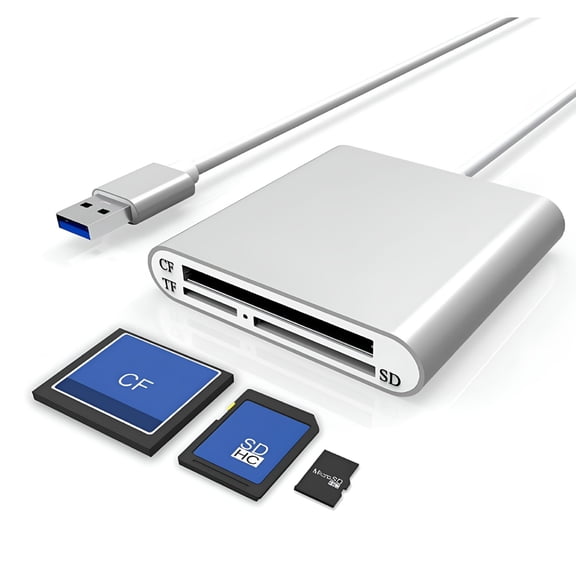 GJX 2026 New Aluminum Alloy Usb 3.0 Sd Card Cf Compact Flash Memory Card Reader Adapter for Laptop,Desktop,Camera,Printer,Pc