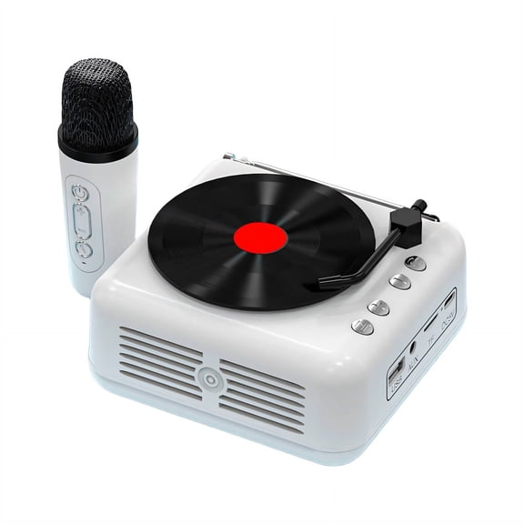 GJX 2026 New Audio Microphone Set,High-Definition Sound Quality Wireless Speakers with Bluetooth,High Sensitivity Hd Echo Effect Karaoke Machine for Kids,White1