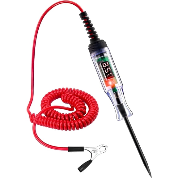 GJX 2026 New Automotive Test Light 5-90V Digital Led Circuit Tester with Voltage Display,Auto Bidirectional Light Tester,Electrical Voltage Tester with Extended Spring Wire & Probe for Car/Rv
