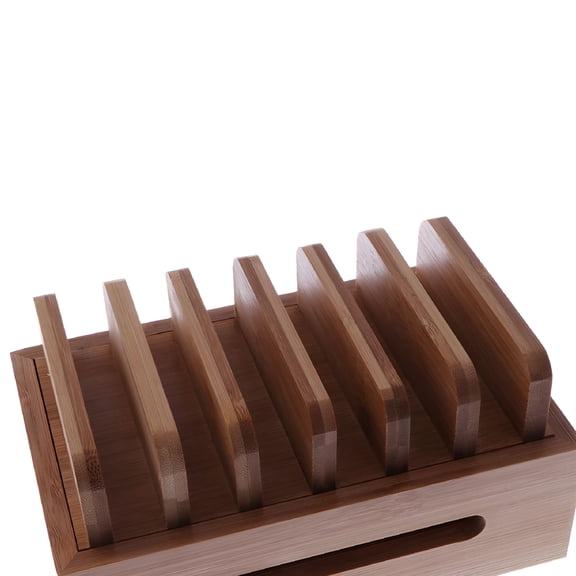 GJX 2026 New Bamboo Wooden Charging Station for Multiple Device Holder,Desktop Docking Organizer Stand Phone for Home,Office,Workspace,Nightstand,Desk,Charging Hub,Organization.