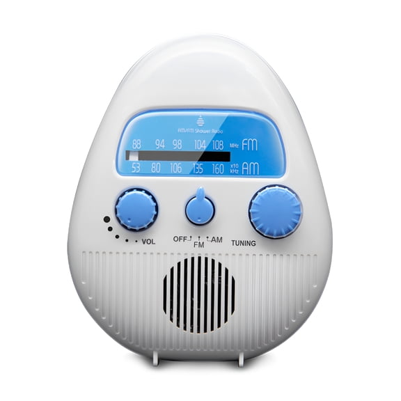 GJX 2026 New Battery Operated Shower Radio,Waterproof Abs Material,Am/Fm Radio,Portable Bathroom Radio with Built-In Speaker Battery Powered Radio