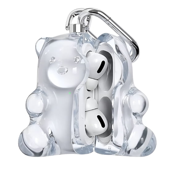 GJX 2026 New Bear Shaped Earphone Case for Airpods Pro/Airpods Pro2/Airpods 3/Airpods 4,Cartoon Bear Design Hard Full Protective Cover,Wireless Earphone Case Accessories