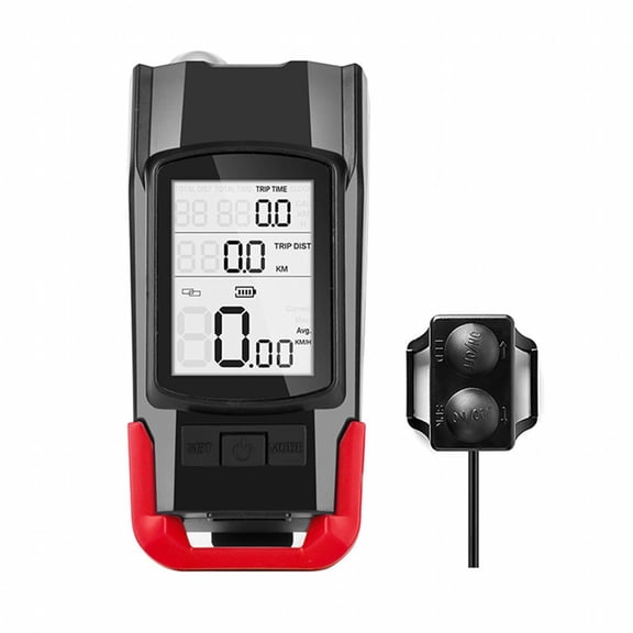 GJX 2026 New Bicycle Speedometer,Wireless Waterproof Cycling Computer,Clear Night Reading Cadence Sensor,Red