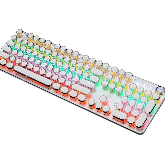 GJX 2026 New Black Mechanical Steampunk Typewriter Rgb Keyboard Cool Light for Gaming,Typing,Office,Streaming,Programming Green