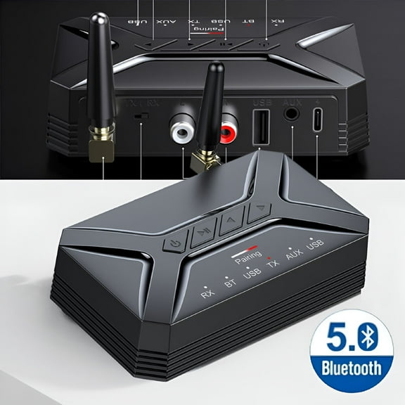 GJX 2026 New Bluetooth 5.0 Channel Stereo Wireless Bluetooth Transmitter Receiver for Tv,Car,Home Audio,Gaming,Rca,Aux Inputs
