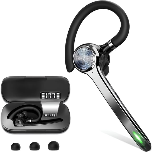 GJX 2026 New Bluetooth Headset,Wireless Bluetooth Earpiece with 500Mah Charging Case 72 Hours Talking Time Built-In Microphone for Ios Android Cell Phone,Hand-Free Headphones for Trucker,Office