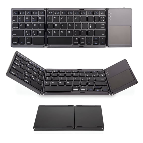GJX 2026 New Bluetooth Keyboard Touchpad Foldable Tri-Fold Wireless for Black,For Mobile Devices,Tablets,Portable Typing,Travel,Office Work,On-The-Go Use