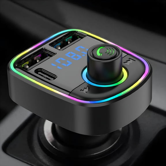 GJX 2026 New Bluetooth Transmitter Car Adapter V5.0 | Wireless Fm Radio Receiver | Dual Usb Fast Charger 24W Pd/Qc | Hands-Free Calling | Music Streaming | 12V-24V | Hifi Sound | 1Pc | Compact Size