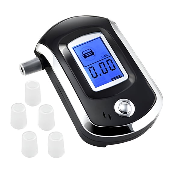 GJX 2026 New Breathalyzer,Digital Blue Led Screen Portable Breath Alcohol Tester with 5 Mouthpieces for Drivers Personal Home Use