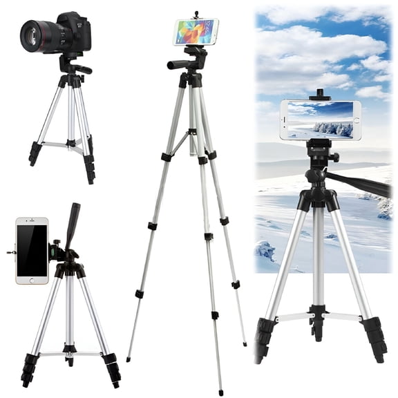 GJX 2026 New Camera Tripod Stand,Lightweight,With Phone Holder for Universal Cell Phones,Silver for Vlogging,Photography,Video Recording,Live Streaming,Travel,Content Creation