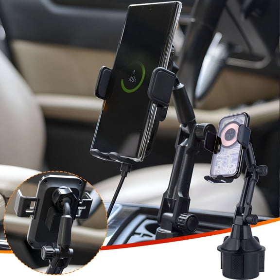 GJX 2026 New Car Mounted Wireless Car Charger-Cup Holder Phone Mount,Automatic Infrared Smart Sensor Clamping 15W Fast Universal Adjustable Cell Phone Wireless Charging Air Vent Cradle