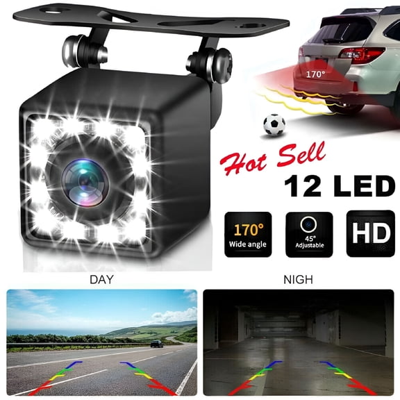 GJX 2026 New Car Rear View Backup Camera Parking Reverse Back Up Camera Waterproof Cmos 12Led Night Vision