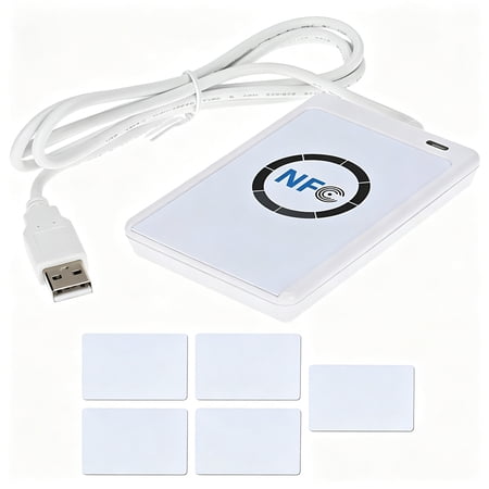 GJX 2026 New Card Reader,Nfc Smart Smart Writer Usb + 5Pcs Ic Bank Credit Card Reader for Data Transfer,Payment Processing,Security Systems,Card Verification