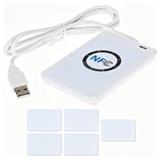 GJX 2026 New Card Reader,Nfc Smart Smart Writer Usb + 5Pcs Ic Bank Credit Card Reader for Data Transfer,Payment Processing,Security Systems,Card Verification