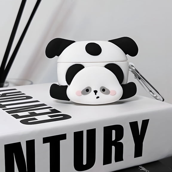 GJX 2026 New Cartoon Panda Bluetooth Earphone Case Silicone Charging Headphone Cases Protective Cover,For Storage,Protection,Travel,Everyday Use,Gift,Earphone Maintenance.