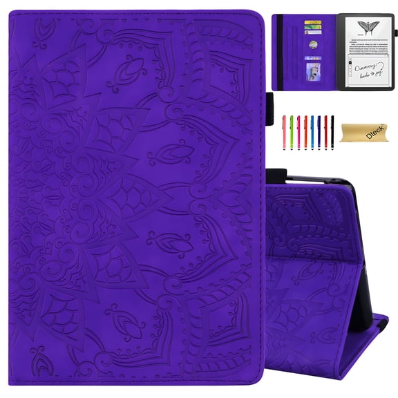 GJX 2026 New Case for 10.2 Inch Tablet,Luxury Shockproof Full Protection Embossed Pu Leather Credit Card Slots Holder Multiple Angle Stand Folio Flip Case Auto Wake/Sleep,Purple