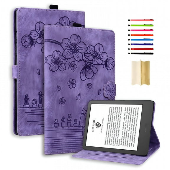 GJX 2026 New Case for 7" Paperwhite/Colorsoft ,The Thinnest Lightest Leather Smart with Auto Wake Sleep Feature Leather Cover for Reading,Travel,Study,Office,Home,Purple