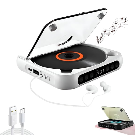 GJX 2026 New Cd Player with Bluetooth,Rechargeable Compact Cd Player Built-In Hifi Speakers,Portable Cd Player for Home/Car,Supports Cd/Aux/Usb and Repeat Modes,Headphones,Lcd Screen